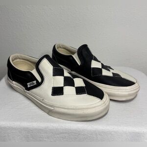 Vans Rare Woven Leather Black White Checkers Slip On Sneakers Size Women’s 5